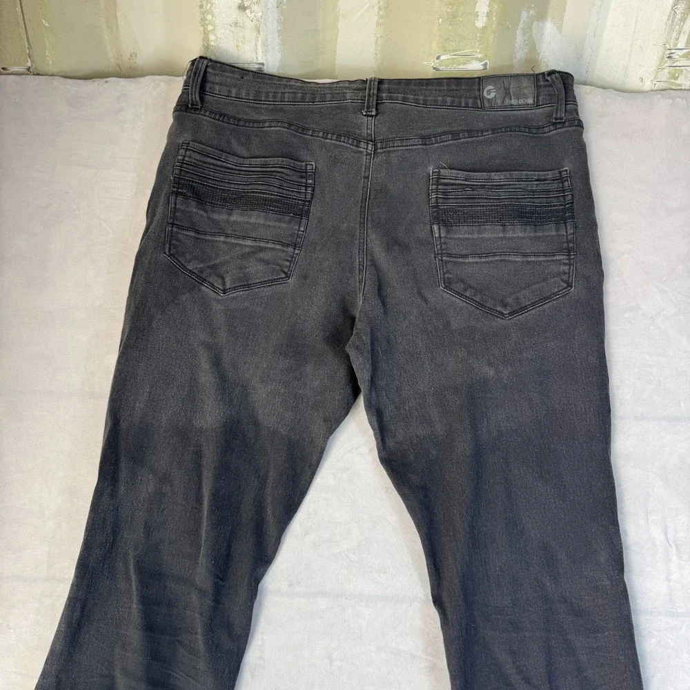 G-Fried Mens Dark Wash Black Stretch Denim Slim Fit Straight Jeans Size 38x32